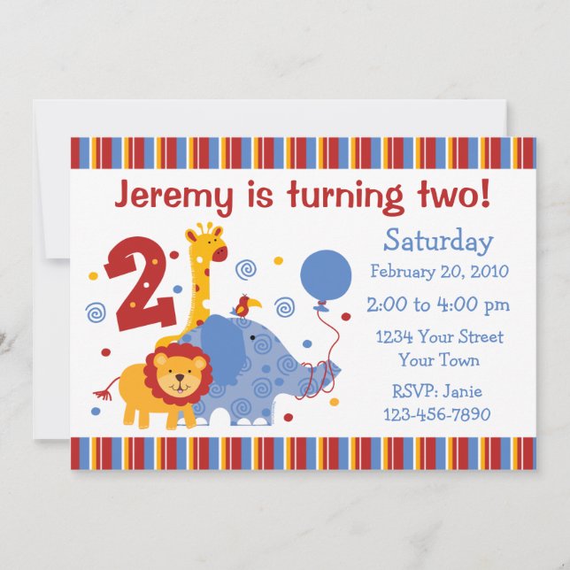 Safari 2. Geburtstag - individuelle Einladung (Vorderseite)