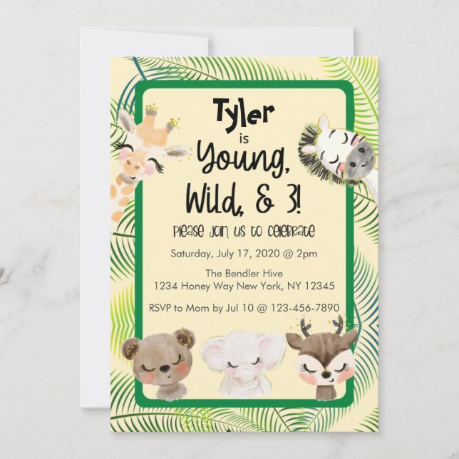 Safari 3. Geburtstags-Party Einladung (Vorderseite)