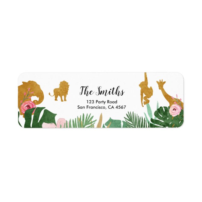 Safari Address Labels Wilde ein Tiere Jungle Zoo (Vorne)
