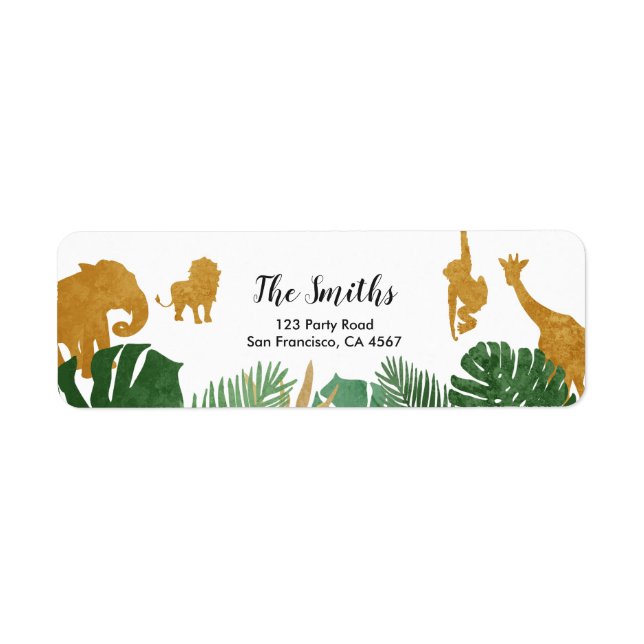 Safari Address Labels Wilde ein Tiere Jungle Zoo (Vorne)