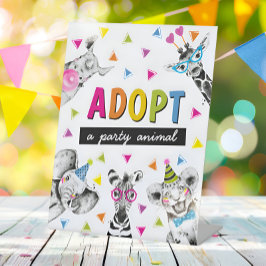Safari Adopt an Animal Birthday Party Table Sign Sockelschild