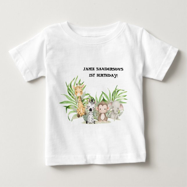 Safari Adventure 1. Geburtstag Baby T-shirt (Vorderseite)