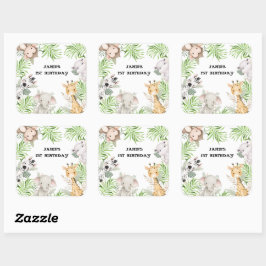 Safari Adventure 1. Geburtstag Quadratischer Aufkleber