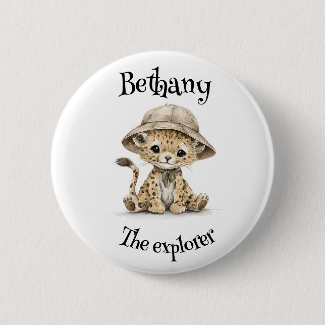 Safari Adventure Babies | Cute Watercolour Animals Button (Vorderseite)