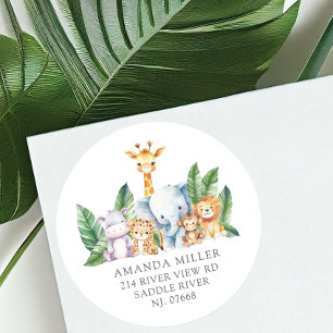 Safari Adventure Baby Showadresse Etikett Runder Aufkleber