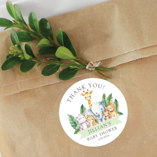 Safari Adventure Baby Shower Vielen Dank Runder Aufkleber (Von Creator hochgeladen)