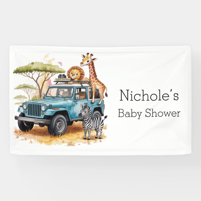 Safari Adventure Boy Baby Shower Banner (Horizontal)