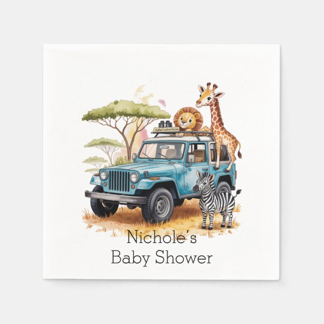 Safari Adventure Boy Baby Shower Serviette (Vorderseite)