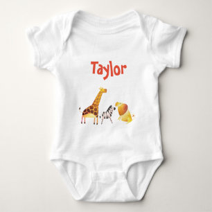 Safari Adventure Giraffe Zebra Lion Baby Strampler