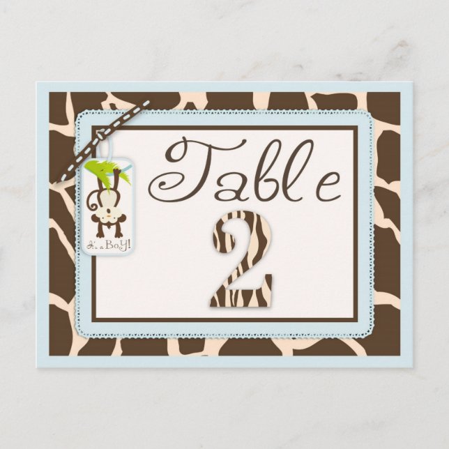 Safari Affe Animal Print Baby Shooting Table Card Postkarte (Vorderseite)