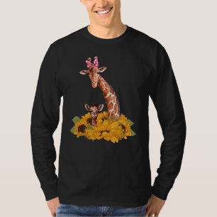 Safari Africa Animal Kids Baby Giraffe Mama Sunflo T-Shirt