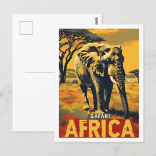 Safari Africa Vintag Berühmter Reiseort Postkarte
