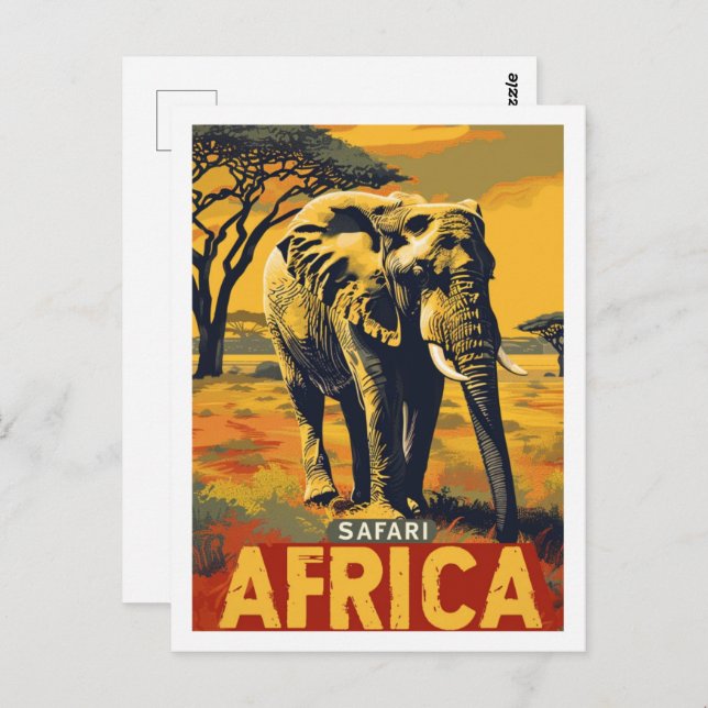 Safari Africa Vintag Berühmter Reiseort Postkarte (Vorne/Hinten)
