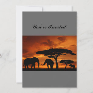 Safari African Baobab Baum Elefant Silhouette Einladung