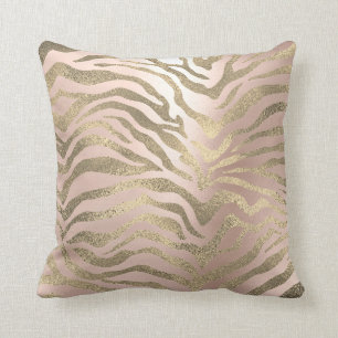 Safari African Sepia Rose Gold Zebra Kissen