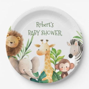 Safari Animal Aquarell Babydusche Pappteller