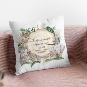 Safari Animal Babies Jungle Baby Birth Stats Kissen