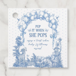 Safari Animal Blue Toile Baby Babydusche Sie Pop Geschenkanhänger