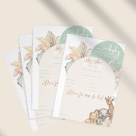 Safari Animal Boho Baby Shower Vorhersagesspiel