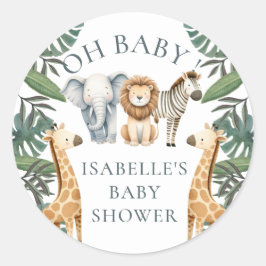 Safari Animal Custom Baby Dusche Runder Aufkleber