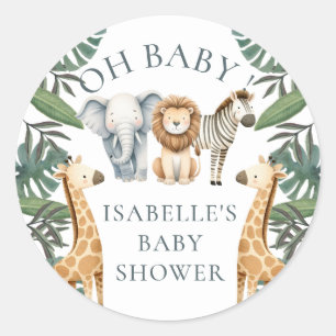 Safari Animal Custom Baby Dusche Runder Aufkleber