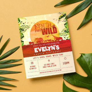 Safari Animal Four Ever Wild Cheap Birthday Einlad