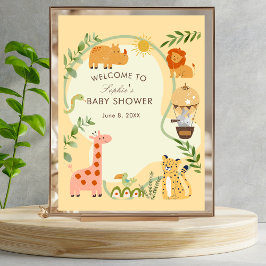 Safari Animal Friends Baby Dusche Begrüßungszeiche Poster