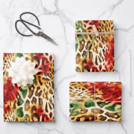 Safari Animal Fur Druckmuster farbenfroh Geschenkpapier Set