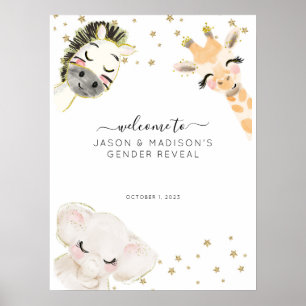 Safari Animal Gender Reveal Willkommenszeichen Poster
