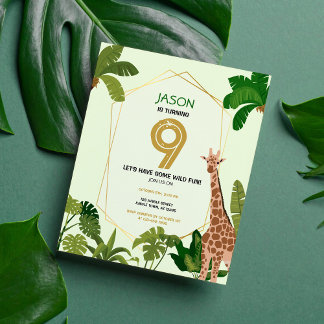 Safari Animal Giraffe Budget Geburtstag Einladung