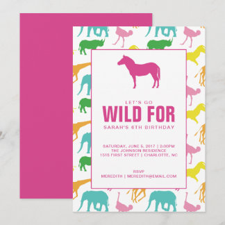 Safari Animal Girl Geburtstagsparty Einladung