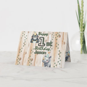 Safari Animal Gorilla Rhino Birthday Karte