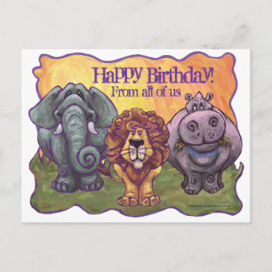 Safari Animal Happy Birthday Postcard Postkarte