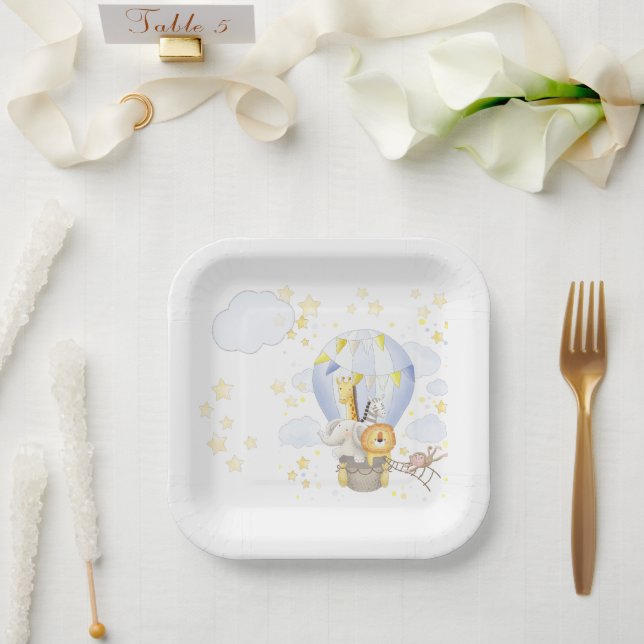 Safari Animal Hot Air Ballon Teller (Hochzeit)