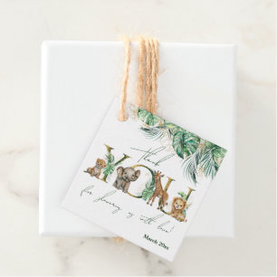 Safari Animal Jungle Green & Gold Junge Baby Dusch Geschenkanhänger