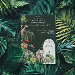 Safari Animal Jungle Greenerie Tropical Baby Dusch Einladung