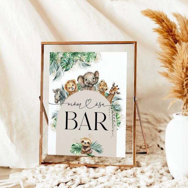 Safari Animal Jungle Modern Baby Dusche Momosa Bar Poster (Von Creator hochgeladen)