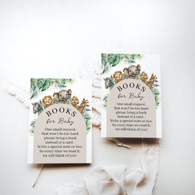 Safari Animal Jungle Modern Baby Showbücher Begleitkarte (Von Creator hochgeladen)