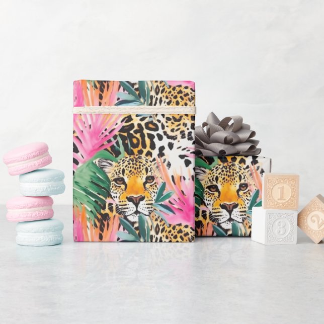 Safari Animal Leopard Colorful Africa Geschenkpapier (Babyparty)