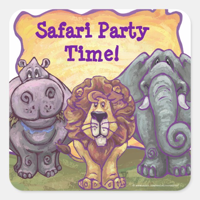 Safari Animal Safari Party Time Umschlag Aufkleber (Vorderseite)
