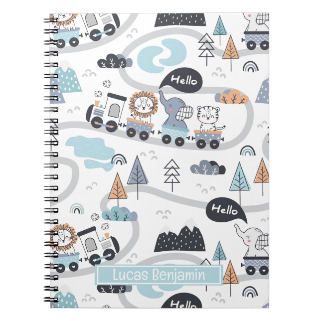 Safari Animal Train Parade Custom Notebook Notizblock (Vorderseite)
