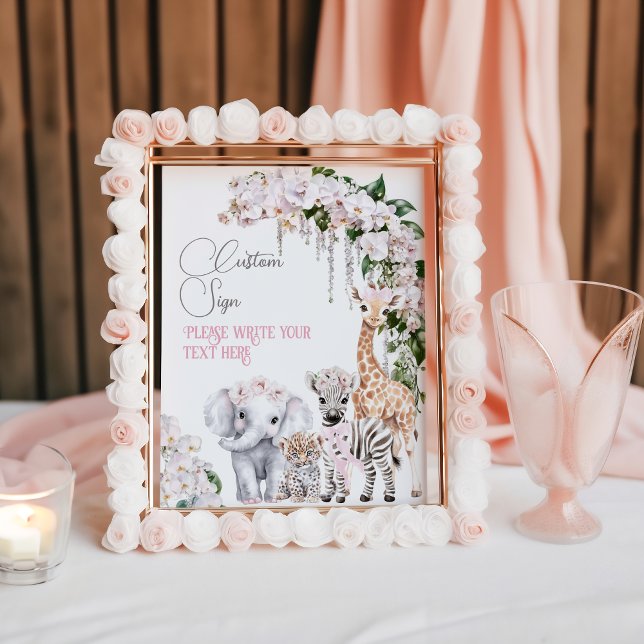 Safari Animal Tropical Blume Baby Dusche Custom Poster (Von Creator hochgeladen)