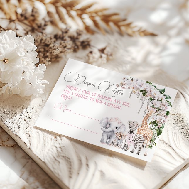 Safari Animal Tropical Blume Diaper Kinderdusche Begleitkarte (Von Creator hochgeladen)