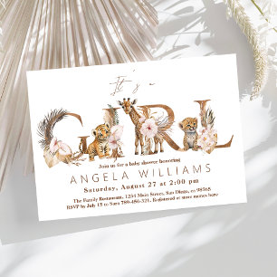 Safari Animal Tropical Floral Girl Babydusche Einladung