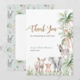 Safari Animal Wild One Baby Boy Dusche Dankeskarte