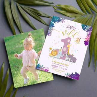Safari Animal Wild One Girl Budget Foto Geburtstag