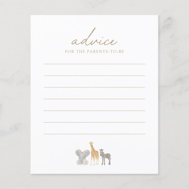 Safari Animals Baby-Duschberatungskarte (Vorderseite)