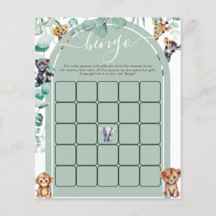 Safari Animals Baby Dusche Bingo Spiel
