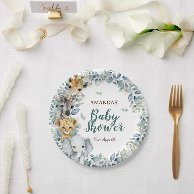 Safari Animals Baby Dusche Pappteller (Hochzeit)