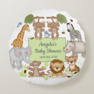 Safari Animals Baby Dusche Party Rundes Kissen